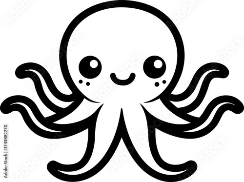 Playful Octopus Character Hand Drawn Sketch