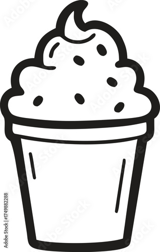 Hand Drawn Ice Cream Cup Doodle Illustration