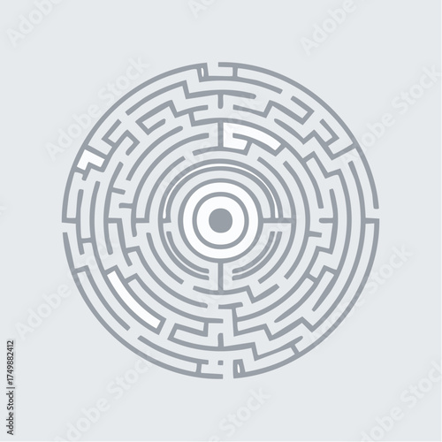 Wallpaper Mural Circular maze illustration with a central focus point and intricate pathways Torontodigital.ca