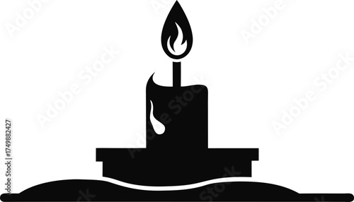 Minimal Christmas Candle on Snowy Wooden Table