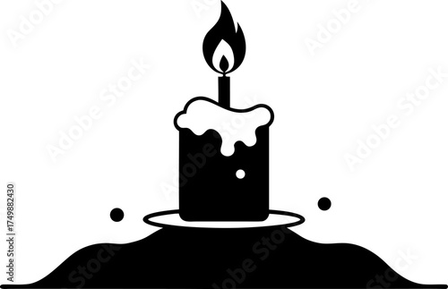 Simple Holiday Candle with Snow Vector Illustration