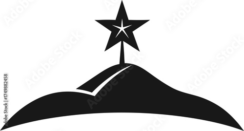 Simple Minimal Christmas Star on Snowy Hill Vector