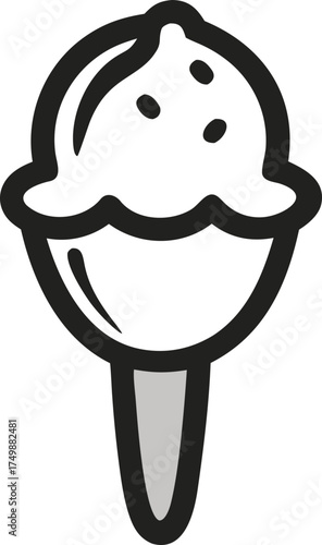 Minimal Ice Cream Scoop Doodle Vector Illustration