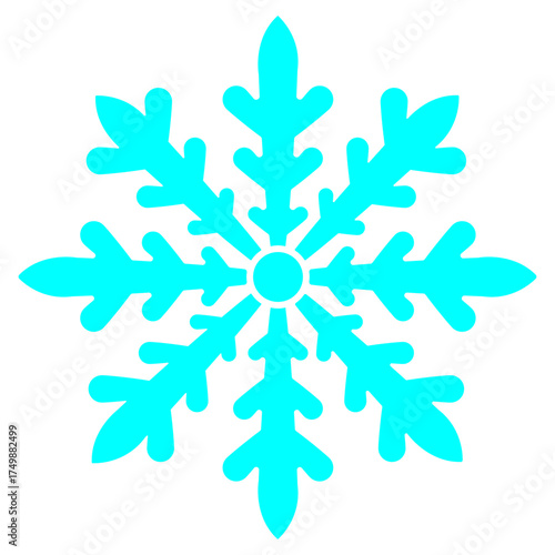 Single-color snowflake silhouette isolated on transparent