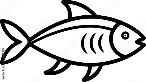 Minimalist Fish Outline Sketch Hand Drawn