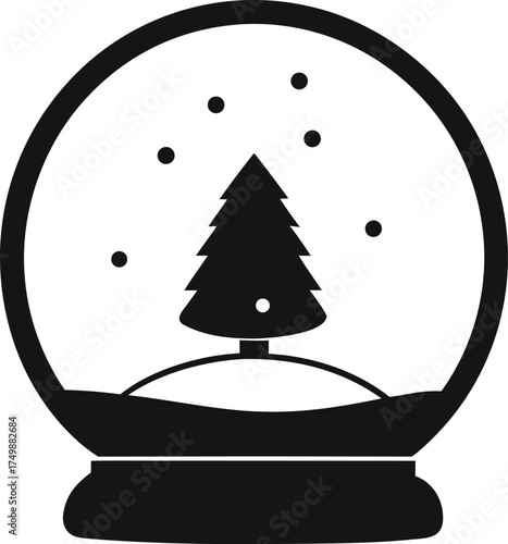Winter Holiday Scene in a Glass Globe Vector