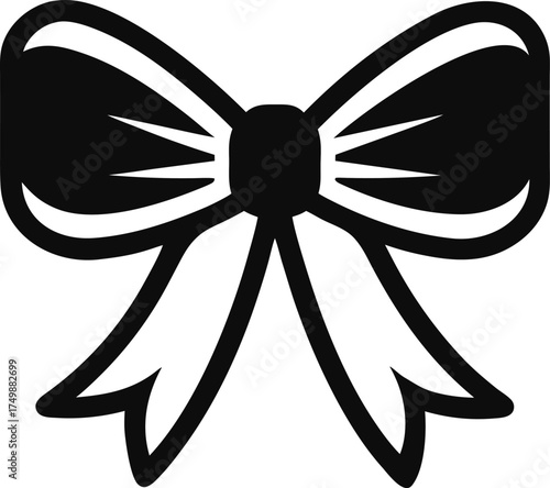 Simple Small Christmas Bow Vector Illustration Black