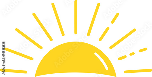 Stylish Yellow Half Sun Doodle Vector Illustration