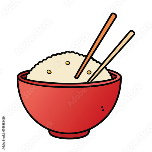 A simple, cozy rice bowl paired with chopsticks, ready for a comforting meal, highlighting tradition, warmth, and the joy of savoring every bite.
