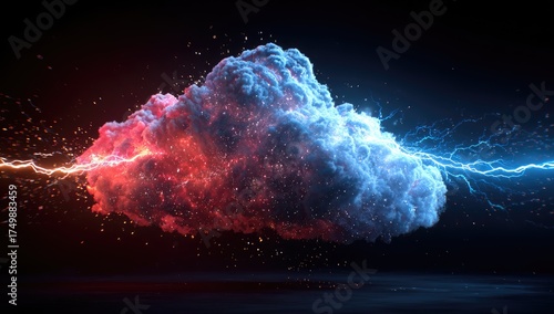 Dynamic cloud split by lightning