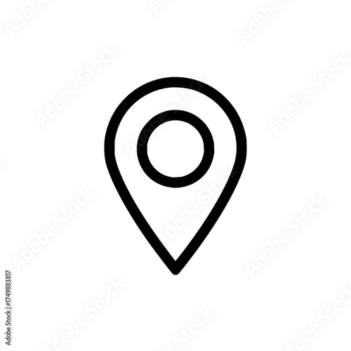 Free Download Simple location pin icon with a circle inside in black outline on a white background vector illustration - GFXLoad
