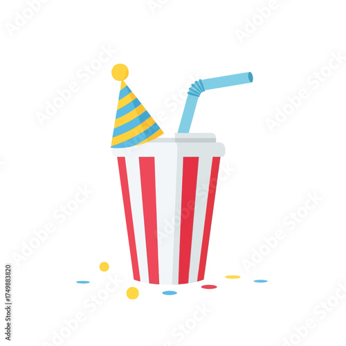 Festive Party Drink with Hat and Straw.