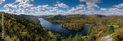 Waterbury Lake Autumn Vista: A Scenic Landscape of Vibrant Forests in New England