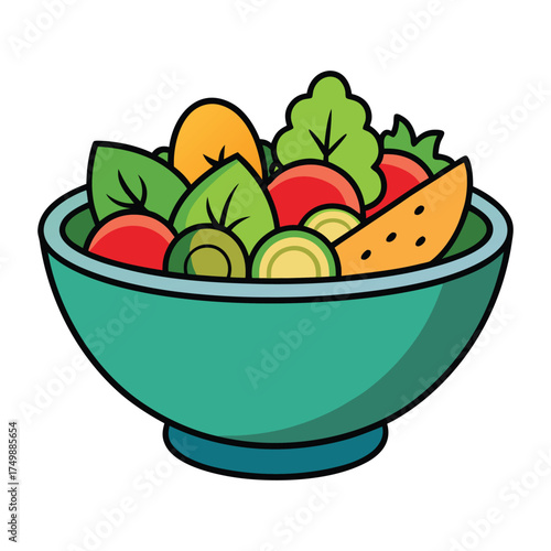 A vibrant bowl of fresh greens, crunchy veggies, and colorful toppings, tossed lightly for a wholesome, nutritious meal that’s full of flavor and healthy goodness.
