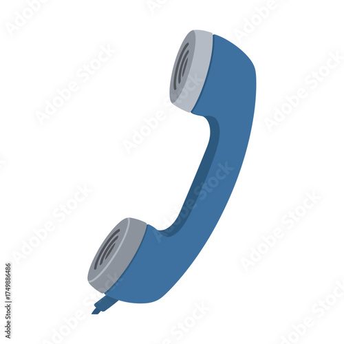 Blue Retro Telephone Handset Receiver Communication Device.