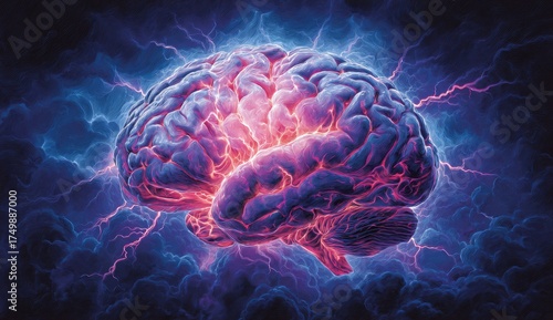 Brain energized by vibrant light