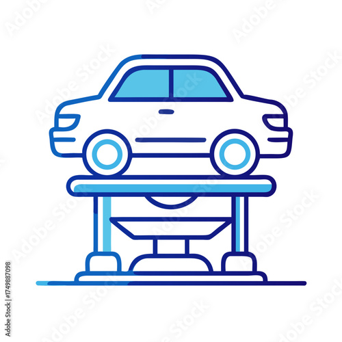 Car being crushed in a hydraulic press in a minimalist design  