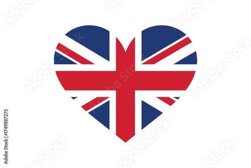 Heart shaped union jack flag symbolizing love and patriotism for the united kingdom