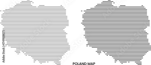 Poland map in horizontal line shape vector infographic pattern view in different thickness