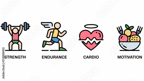 Four Pillars of a Healthy Lifestyle Strength Endurance Cardio and Nutrition for Fitness and Wellness Journey