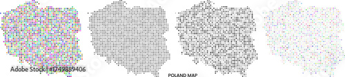 Bundel of Poland map in vector multicolor dotted pattern infographic view