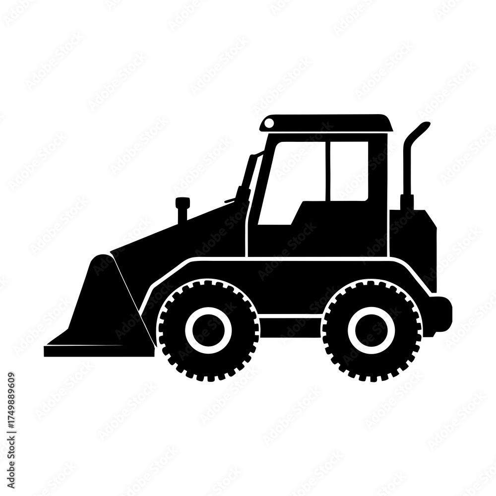 Naklejka premium Bulldozer Silhouette on White Background