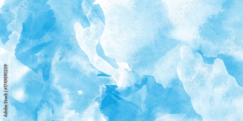 abstract blue watercolor splash stroke background, bright multicolor hand drawn illustra painted blue watercolor background, beautiful grunge blue background with space and for making graphics design.