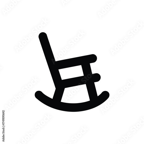 Simple black silhouette of a classic rocking chair on a white background