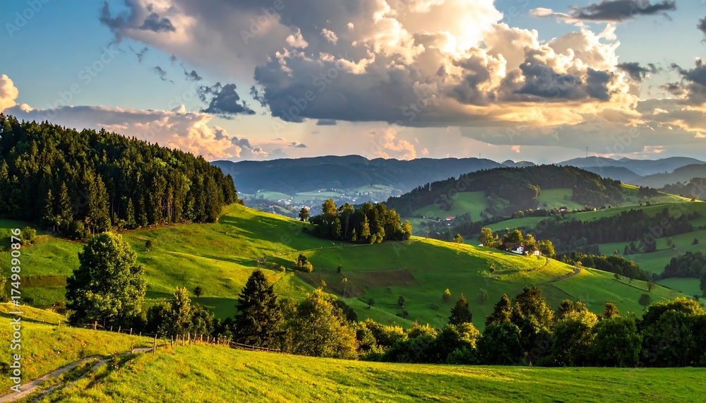 Obraz premium Scenic Mountain Valley Landscape.