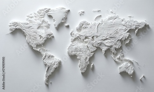 Elevated white world map