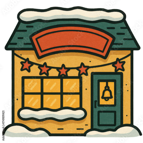 Toy store with star lights and holiday decor