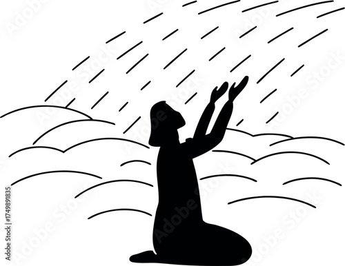 Silhouette of a person praying