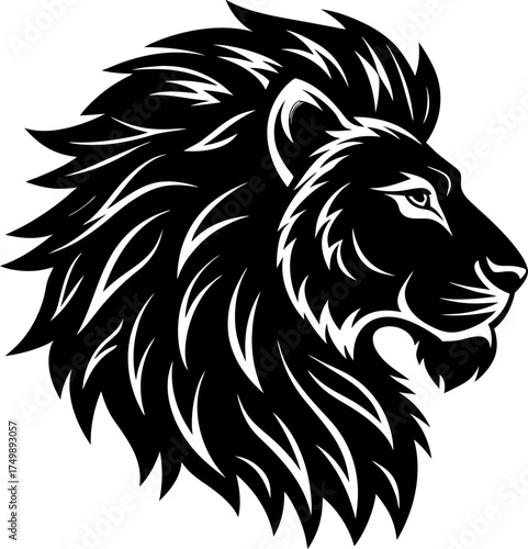 Lion head vector mascot tattoo illustration isolated silhouette