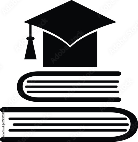 Graduation Cap on Book Vector – Education and Academic Achievement Icon