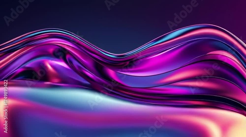 Abstract flowing waves in vibrant purple and blue colors  