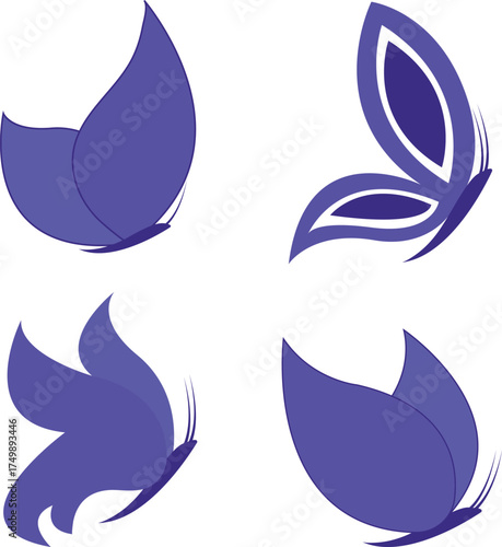 Purple Butterfly Vector Set – Elegant Minimal Butterfly Icons for Beauty, Nature, and Design