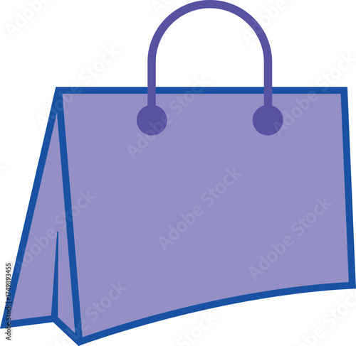 Purple Shopping Bag Vector Illustration, Minimalist Retail Icon, Fashion Store Bag Design for E-commerce and Sale Promotion