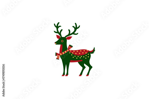 christmas reindeer with holly