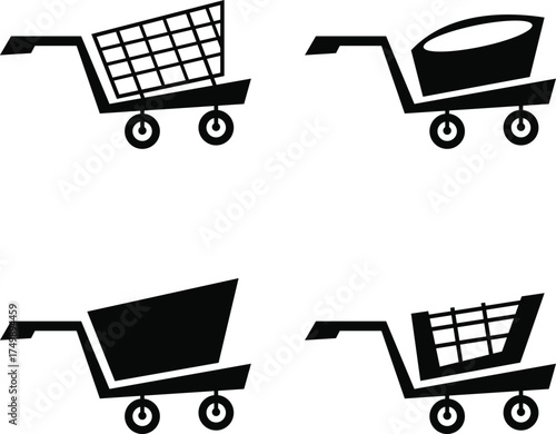 Shopping Cart Icon Set – E-commerce and Online Store Vector Symbols for Retail and Business Design