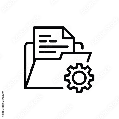 Folder with document and gear icon representing data management and organization