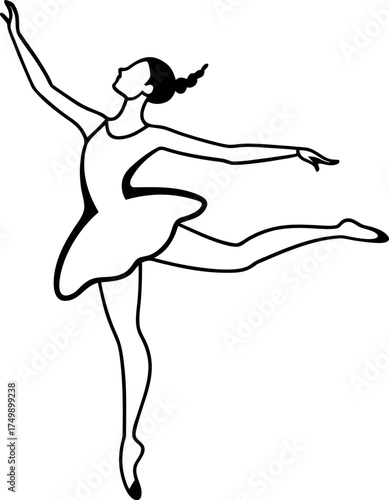 Ballet dancer vector illustration in action