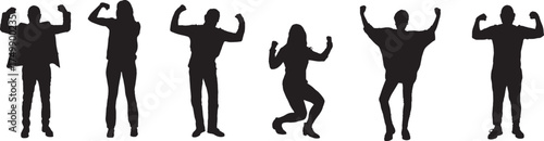 vector,  silhouette of a group of people showing biceps