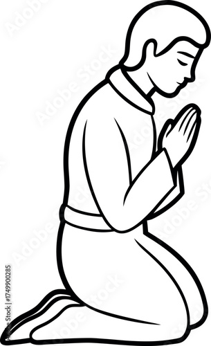 Silhouette of a person praying a man
