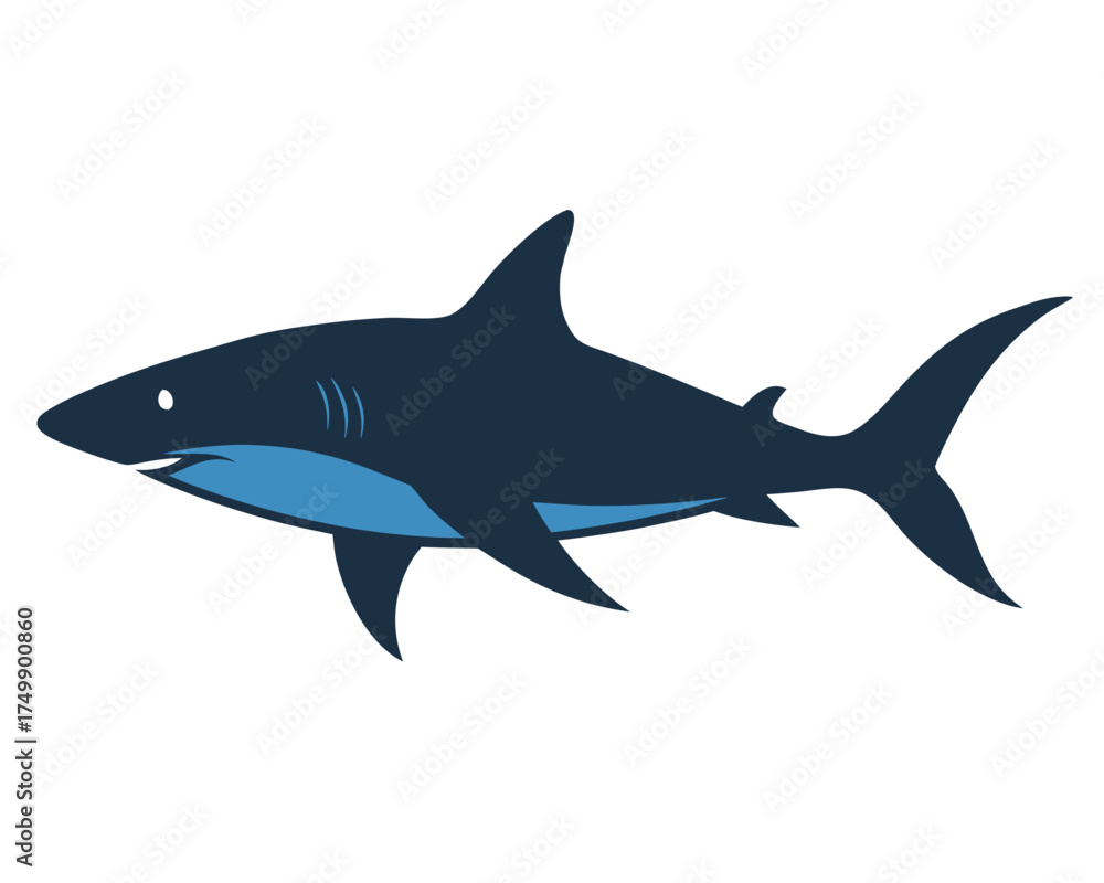 Naklejka premium Shark underwater silhouette vector isolated on white background