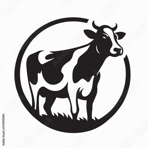 Vector logo of dairy cow for farm fresh milk and cream products