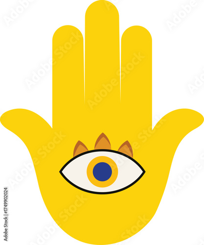Mystic Hamsa hand with eye symbol.