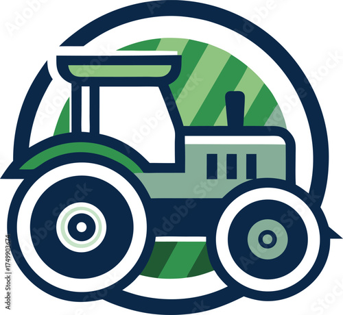 Flat and Minimal Tractor Mascot Logo Vector Illustration