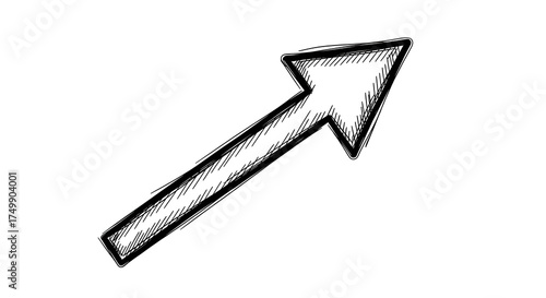 Black and White Arrow Signpost Pointing to the Right up  Direction, Arrow pointing northeast vector graphic illustration direction sign symbol guide icon design element up right. 