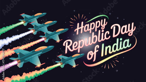 Celebrate India Republic Day with a vibrant display of fighter jets streaking across the sky, a powerful symbol of national pride and unity