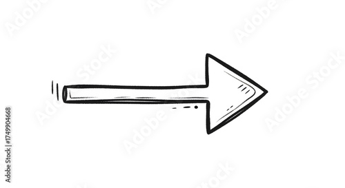 Hand drawn arrow graphic direction symbol, arrow icon isolated on white.